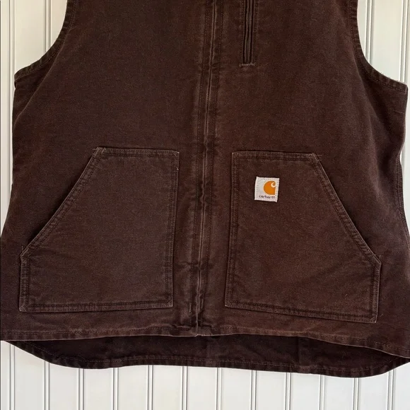 EUC Carhartt Washed Duck Sherpa-Lined Mock-Neck Relaxed-Fit Vest- Women’s Large - Picture 3 of 12